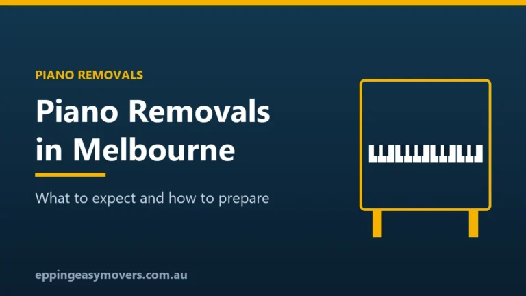 Piano Removals in Melbourne guide title card with an upright piano illustration